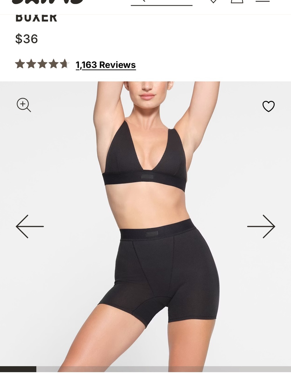SKIMS Black Seamless Triangle Bralette & High-Rise Boxer